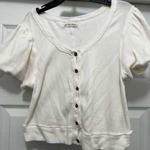 Free People Crop Top Short Sleeves Knit Size M